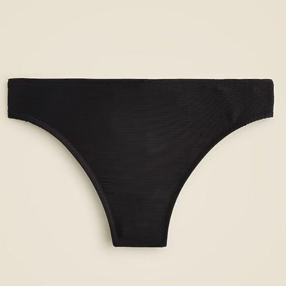 J Crew Ribbed High Rise Cheeky Bikini Bottom Black BE808 M - Picture 3 of 8